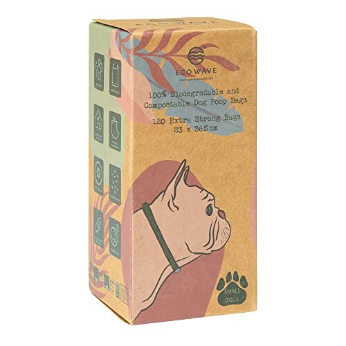 Box of biodegradable and compostable dog poop bags for small dogs.