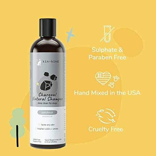 Kin+Kind Charcoal Natural Shampoo with patchouli, sulfate and paraben free.